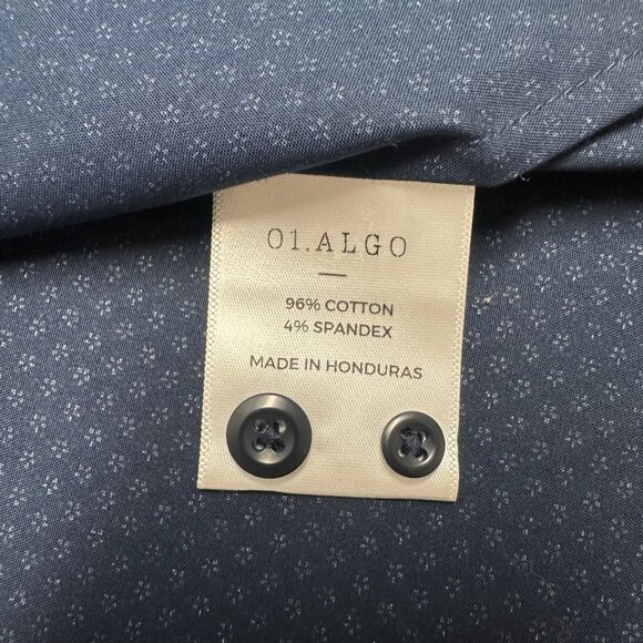 ALGO SHIRT BUTTON UP NON IRON NAVY BLUE MICRO FLORAL MENS XXL BREATHABLE STRETCH - Picture 9 of 12